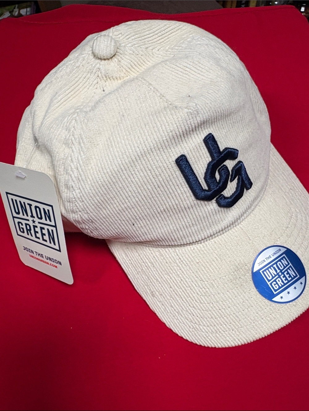 Union Green cotton corduroy cap. NWT!